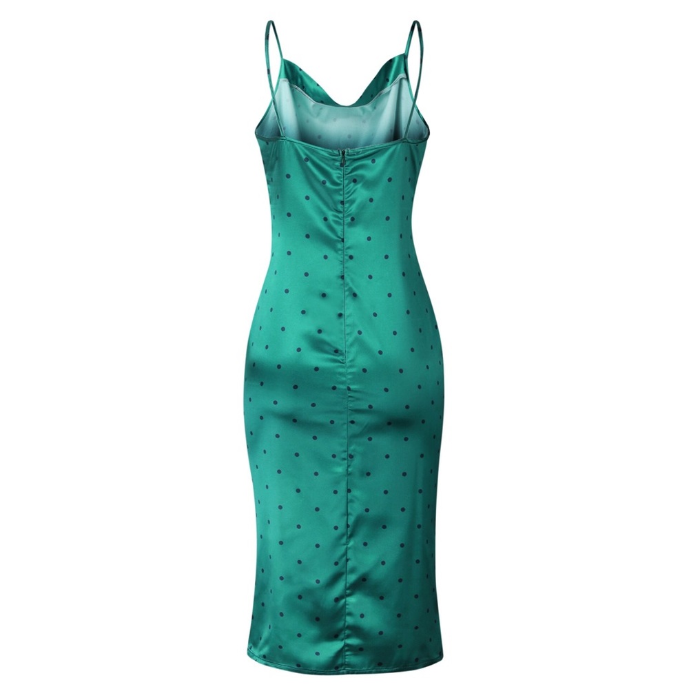 Green polka dot dress DRC124 - Picture 5 of 7